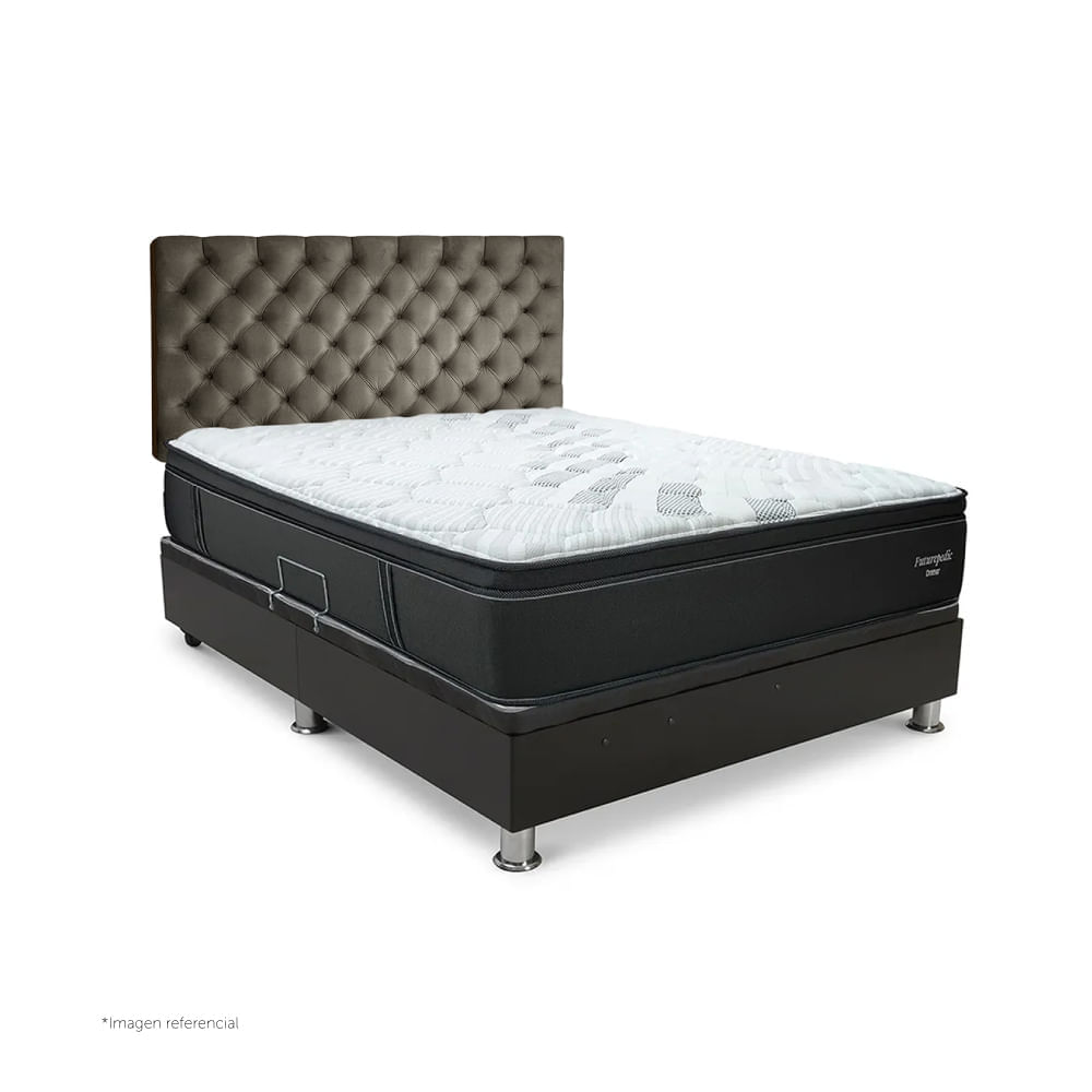 Dormitorio Praktibox Laqueado Futurepedic 1.5 Plazas Capitone Beige Vivid