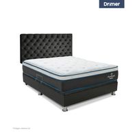 Dormitorio Praktibox Laqueada Pure Fresh 2 Plazas Capitone Gris Oscuro