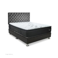 Dormitorio Praktibox Laqueado Futurepedic 2 Plazas Capitone Gris Plata