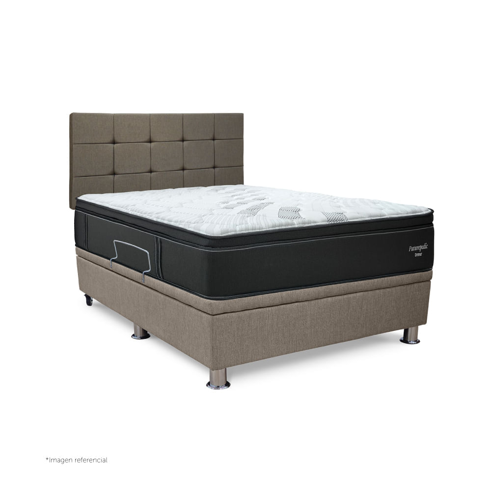 Dormitorio Praktibox Futurepedic 2 Plazas Cuadros Beige Vivid