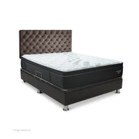 Dormitorio Praktibox Laqueado Futurepedic 2 Plazas Capitone Marron