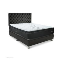 Dormitorio Praktibox Laqueado Futurepedic 2 Plazas Capitone Gris Oscuro