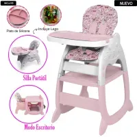 Silla Carpeta Gato 3 en 1 con Plato y Lego Rosado
