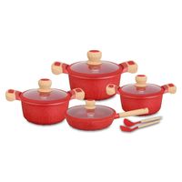 Juego de Ollas Valeska Roca Volcánica 10pzs Rojo