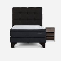 Dormitorio Europeo Tempo 2 Plazas Issey Grafito +  1 Velador Ferrara Gris