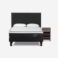 Dormitorio Europeo Path 2 Plazas + Respaldo West Grafito + 1 Velador Ferrara Gris