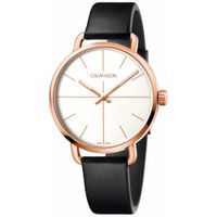 Reloj Calvin Klein Even K7B216C6 Suizo Acero Inoxidable Dorado Correa Cuero Negro