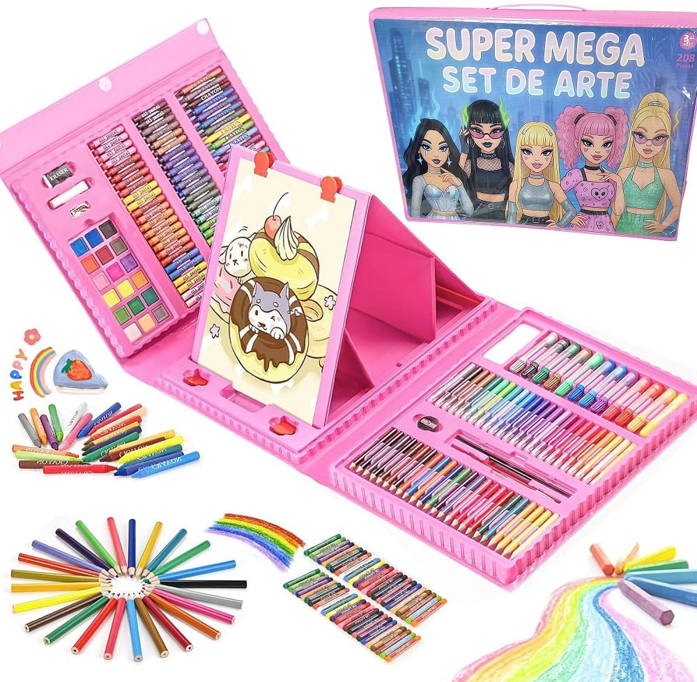 Set de arte 208 piezas pinturas y acuarelas para pintar - Palo Rosa