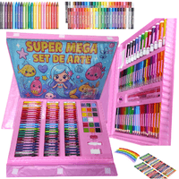 Set de arte 208 piezas pinturas y acuarelas para pintar - Rosa