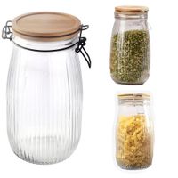 Canister 1.5 Litro Frasco hermético de vidrio con tapa de bambú