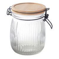 Canister 750ml Frasco hermético de vidrio con tapa de bambú