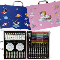 Set de arte 48 piezas maleta con pinturas y acuarelas - Rosa