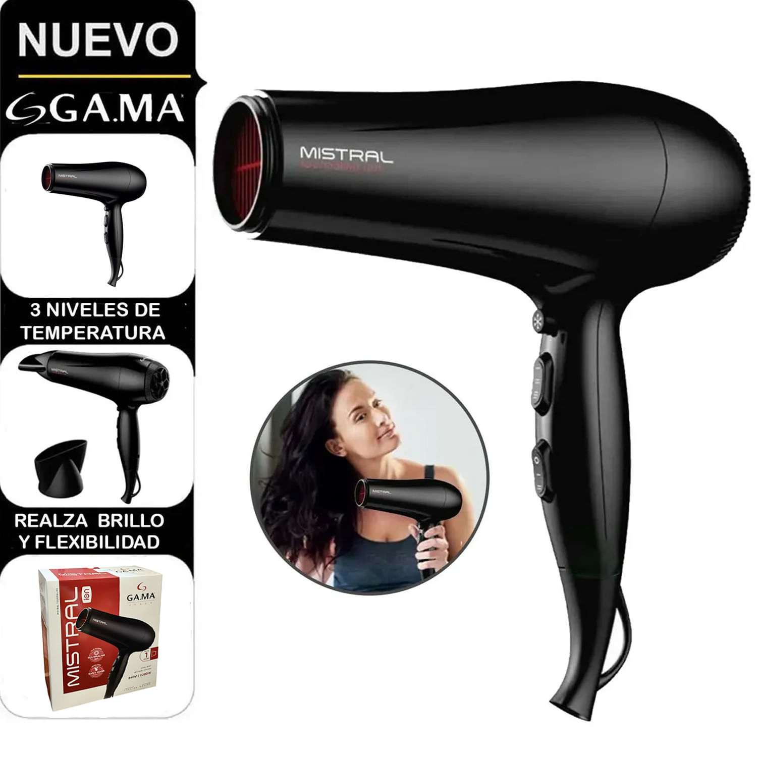 Secadora de Cabello Gama Mistral Tourmaline