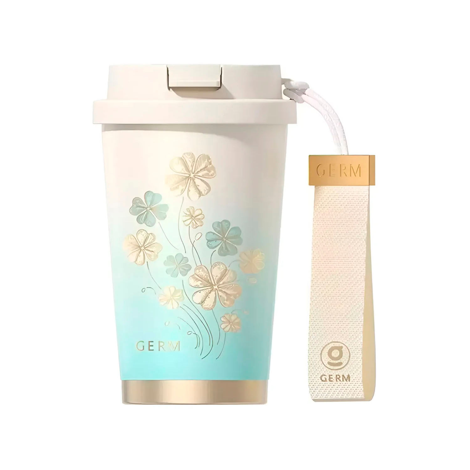 Vaso Térmico Germ Trébol Celeste 390ml Acero Inoxidable