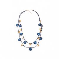 Collar Mujer Sfera Petalos Raso Azul