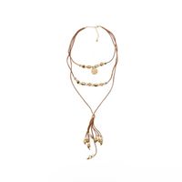 Collar Mujer Sfera Flecos Cordon Marrón