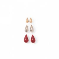 Pendientes Mujer Sfera Set3 Gotas Burdeos