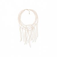 Collar Mujer Sfera Choker Tubo Con Bolitas Qtl Mx Blanco