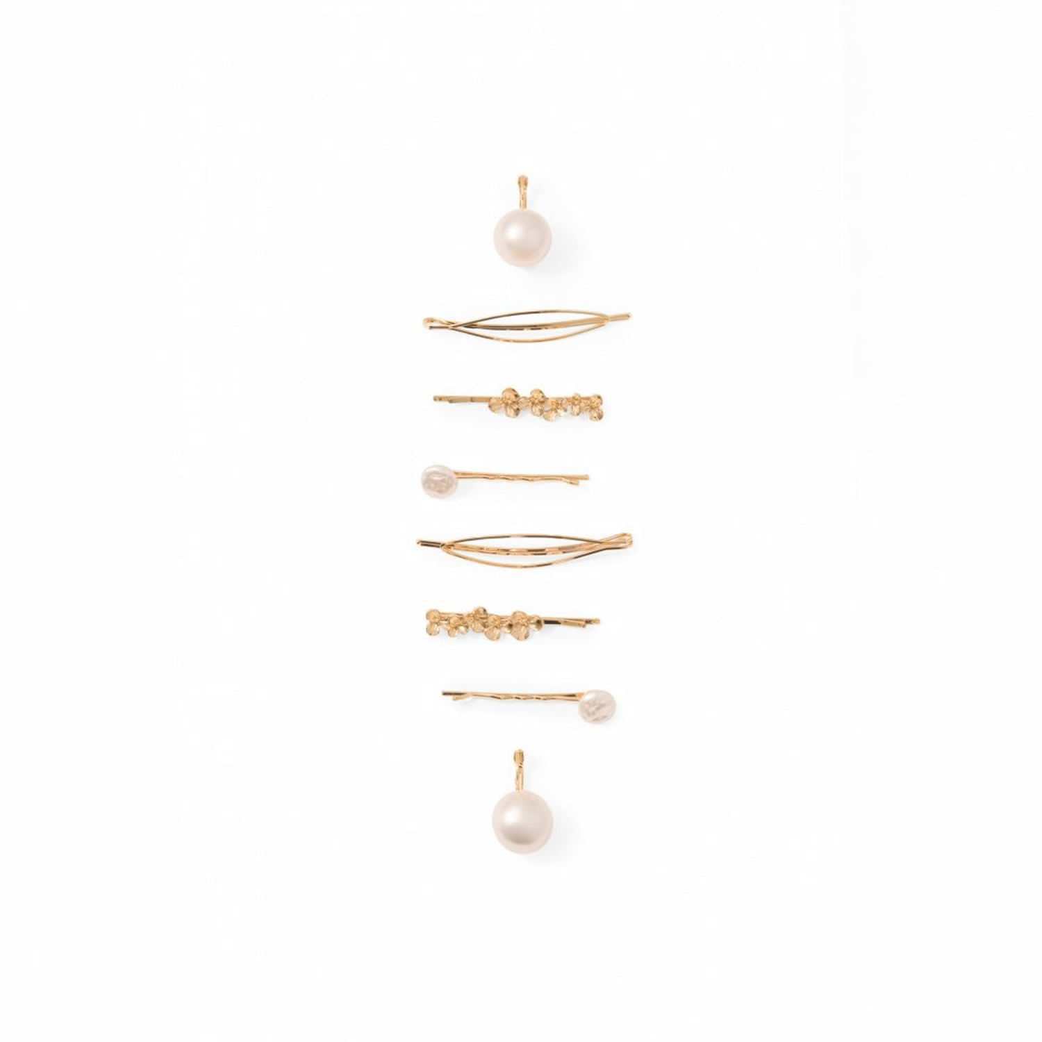Set Mujer Sfera Conjunto Horquillas Perla Oro