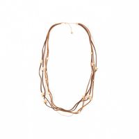 Collar Mujer Sfera Multifilas Flores Marrón