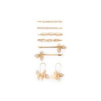 Set Mujer Sfera Conjunto Flores Filigrana Oro