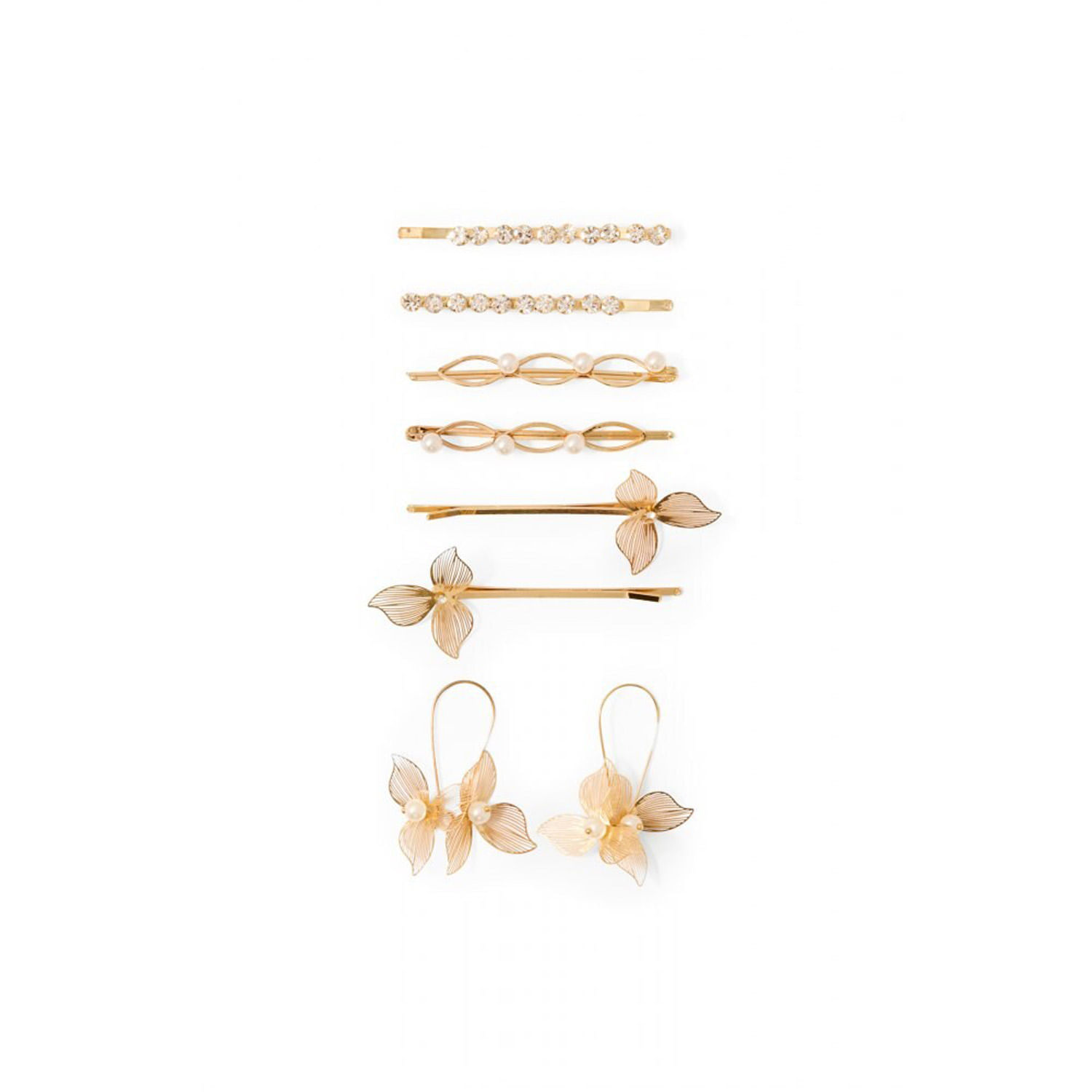 Set Mujer Sfera Conjunto Flores Filigrana Oro