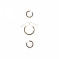 Set Mujer Sfera Conjunto Aros Brillos Gris Oscuro