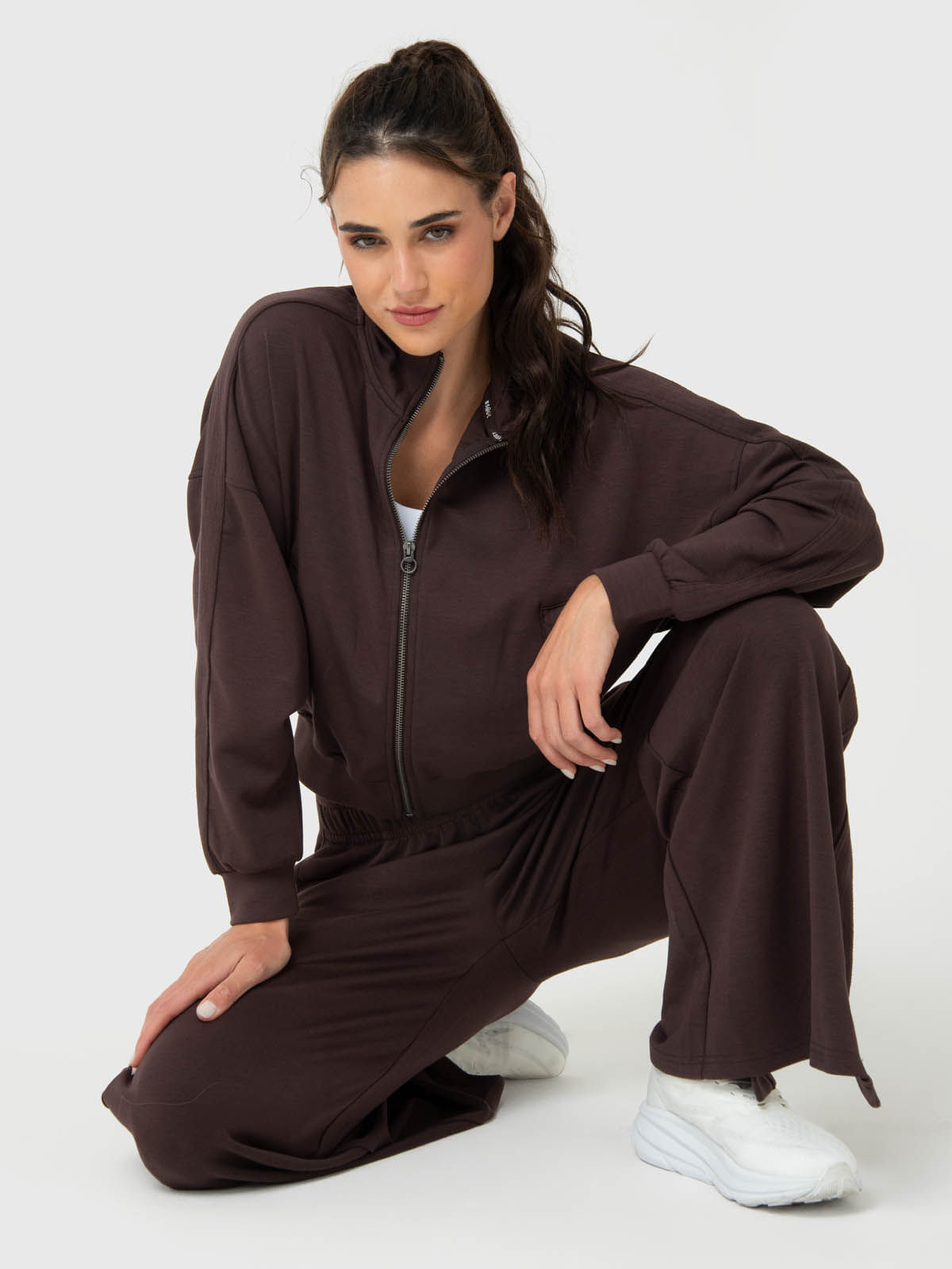 Polera Para Mujer Modal Full Zip Aloe Marrón Bsoul