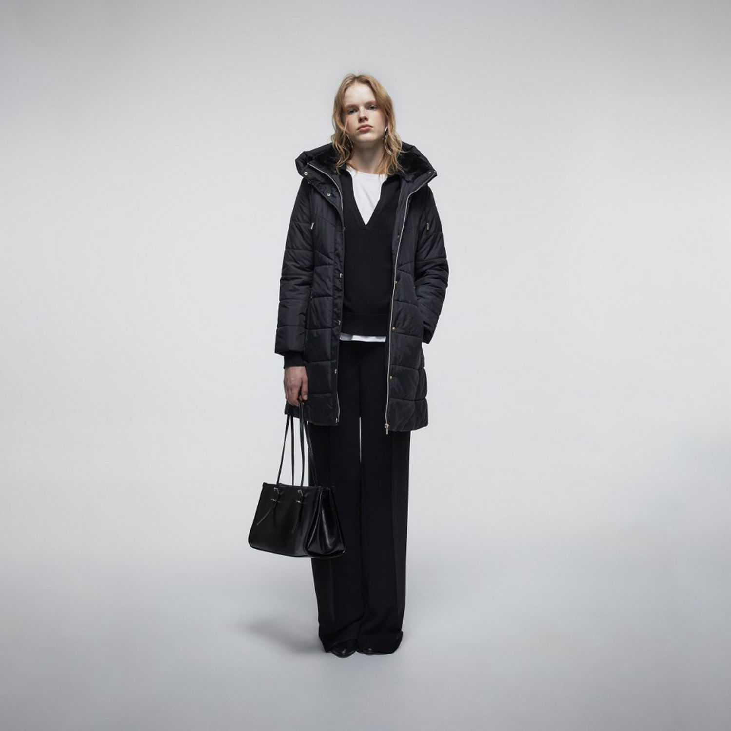 Abrigo Mujer Sfera Parka Larga Negro