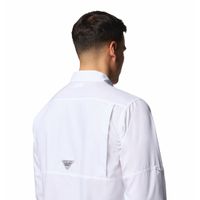 Camisa Para Hombre Manga Larga PFG Blood And Guts™ V Blanca Columbia