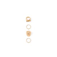 Set Mujer Sfera Set4 Anillos Multipiedras Oro