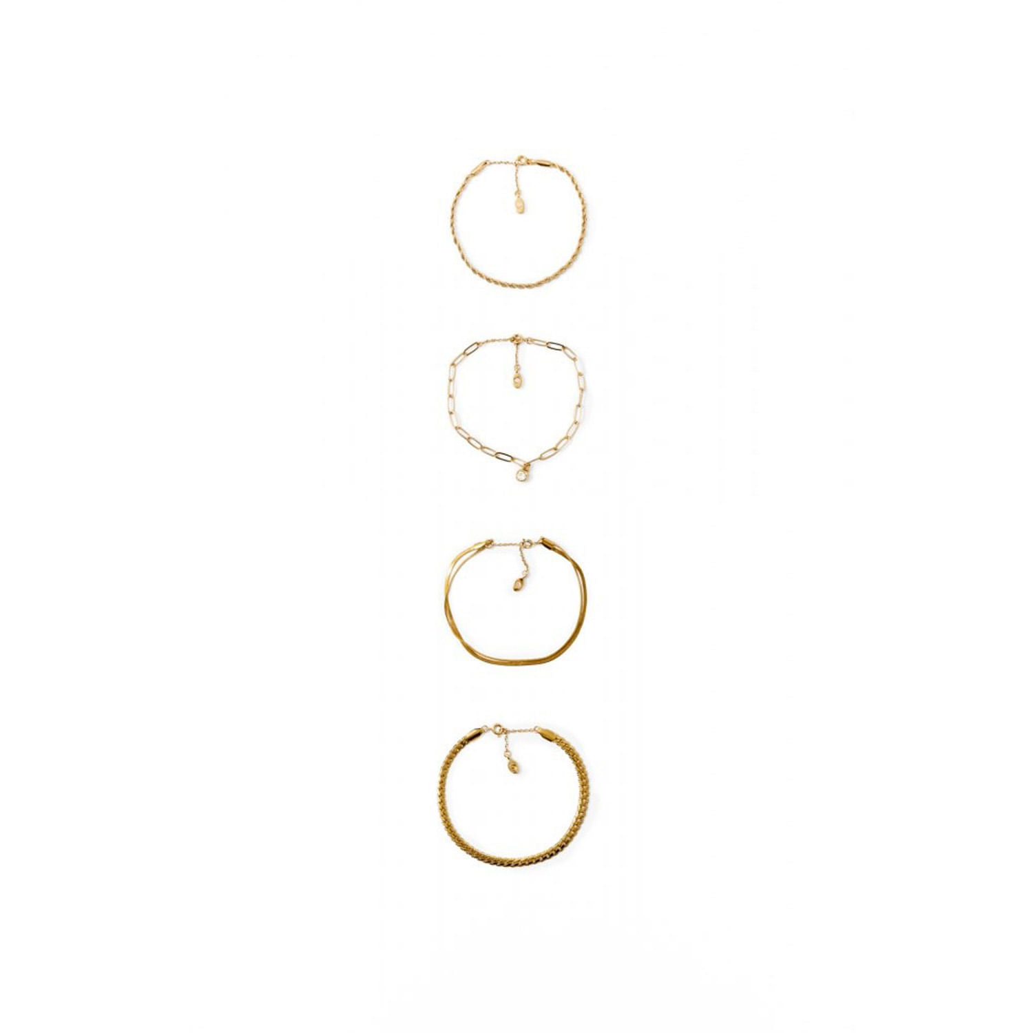 Pulsera Mujer Sfera Set4 Pulseras Cadena Pq Oro