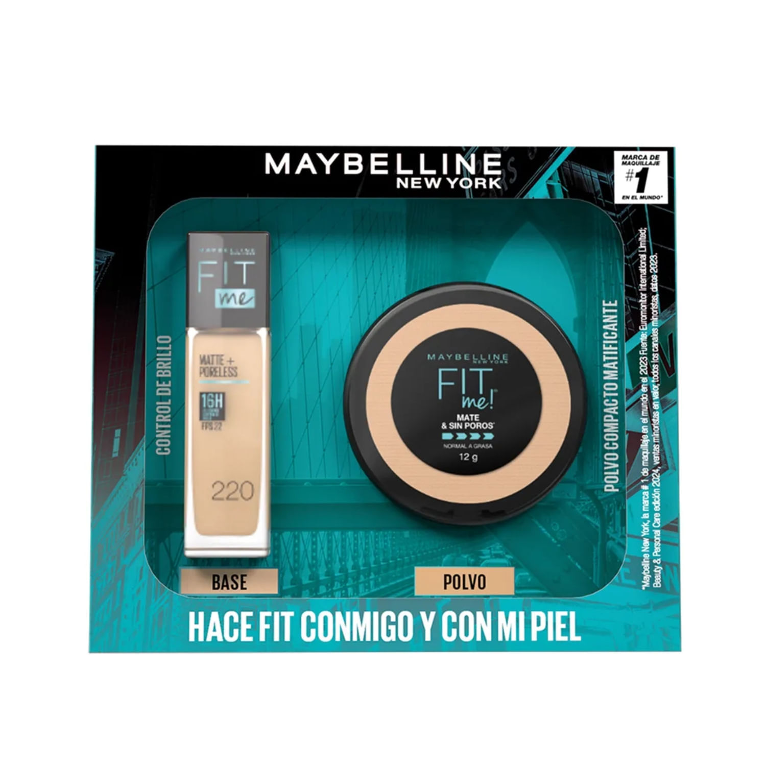 Pack Base Líquida Maybelline Fit Me 220 + Polvo Compacto Fit Me 220