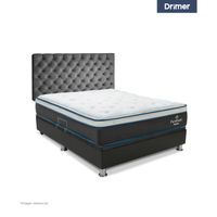 Dormitorio Praktibox Laqueada Pure Fresh 2 Plazas Capitone Gris Plata