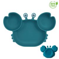Plato Silicona Cangrejo con Ventosa Para Bebe Verde Jade