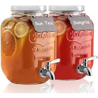 Set x 2 Dispensadores de bebidas de vidrio 8 Lt C/Base de Metal C/Caño C/Tapa