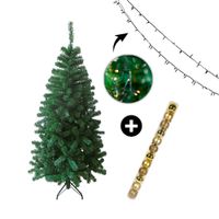 COMBO Árbol navidad 180cm 580 ramas + Luces Arroz Blanco x100 luces + Tubo x 12 bolas doradas 6cm