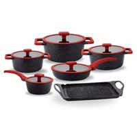 Set de Ollas Roca Volcánica de 11 Pcs Color Negro