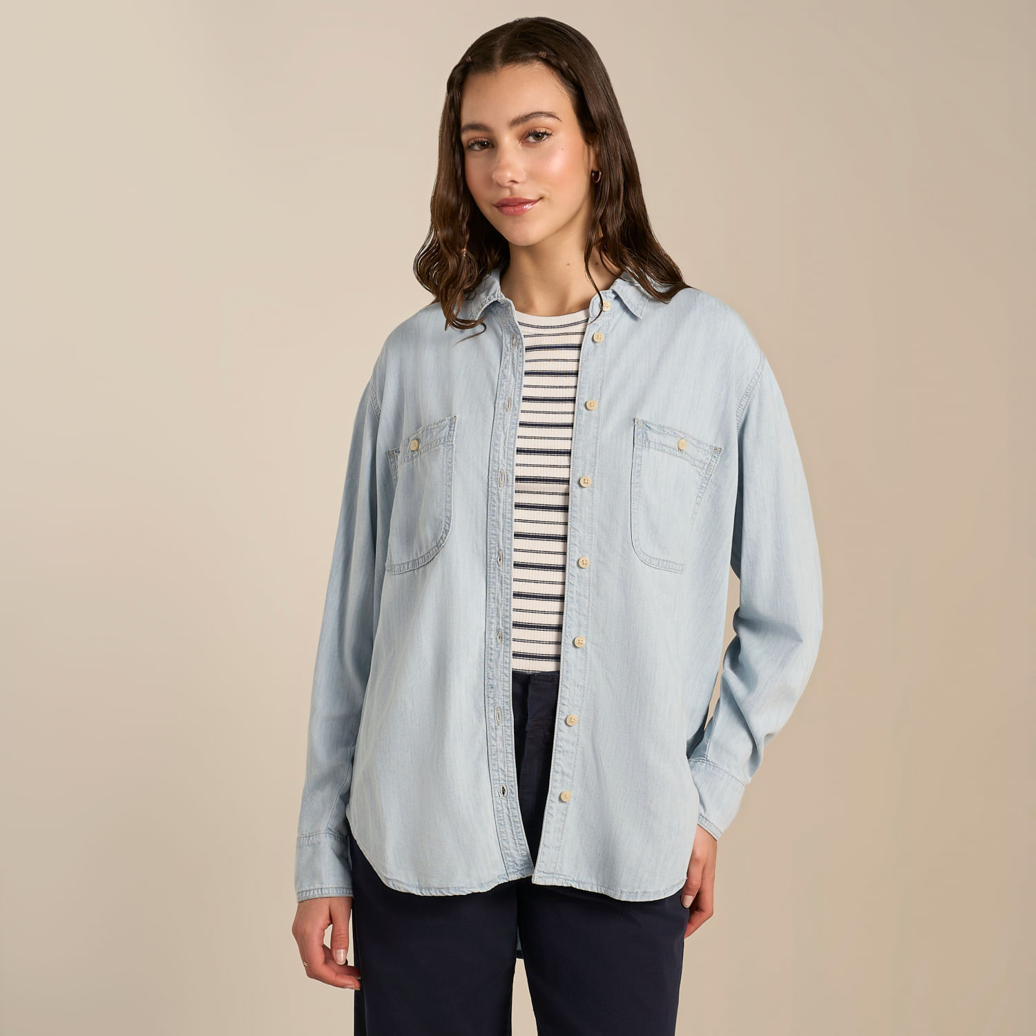 Blusa Mujer Botones Amc Manga Larga