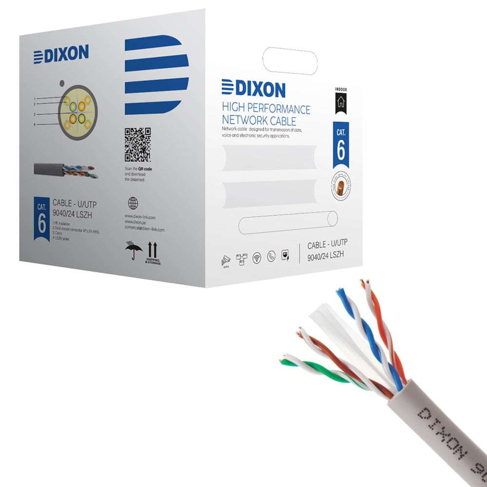 Rollo Cable de cobre Cat 6 DIXON 9040/24 LSZH 24 AWG PVC 305M