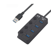 Hub 4 Puertos Independientes Usb 3.0 Luz Led 5gbps Cable 30cm