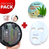 PACK de 12 mascarilla aloe vera y 12 mascarilla de carbon