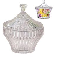 Bowl de vidrio recipiente para dulces con tapa