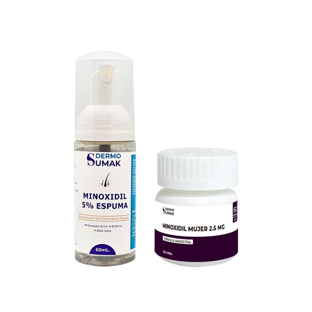 MINOXIDIL 5% EN ESPUMA 60ML + Minoxidil 2,5mg x 60 Cápsulas