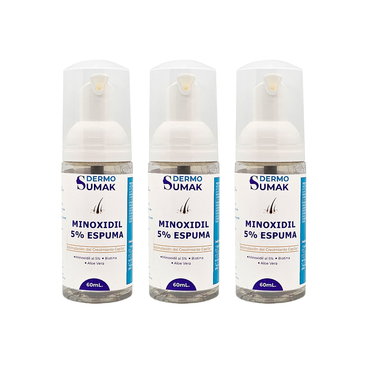 MINOXIDIL 5% ESPUMA 60ML - DERMO SUMAK 3 UND