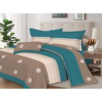 Juego de Sábanas 100% Suave Algodón 2Plazas 4 Piezas 2000 Hilos Turqueza Beige