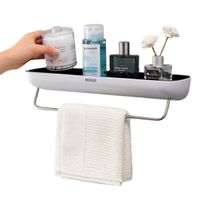 Repisa Adhesiva para Baño con Colgador Modelo Ecoco Negro