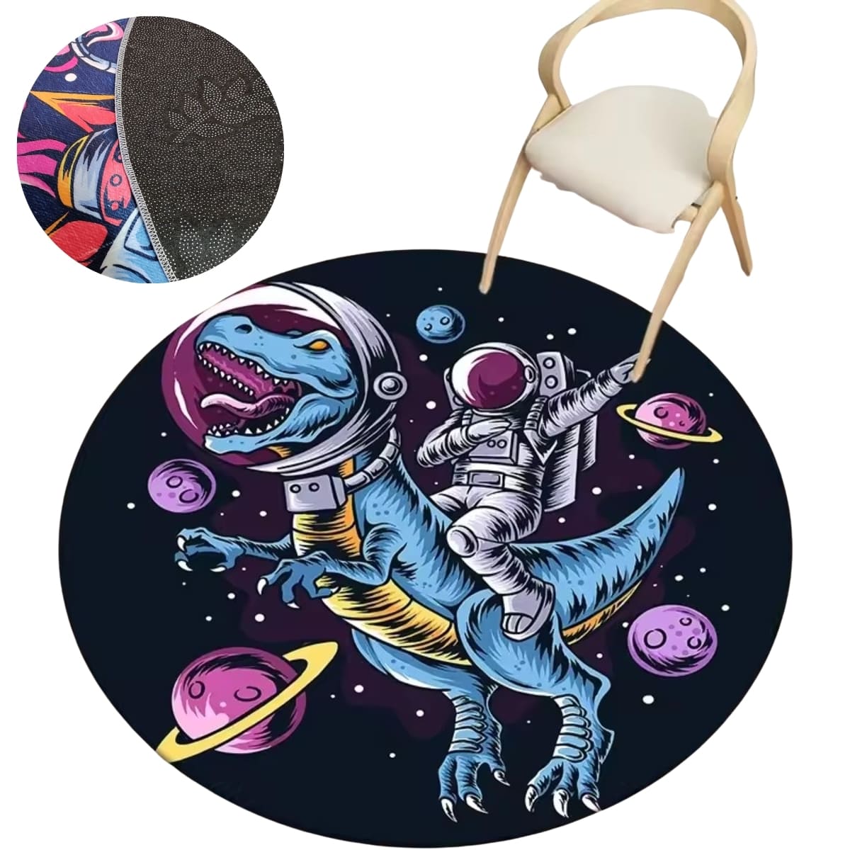 Alfombra Antialérgica Circular Decorativa Diseños de Astronauta G1