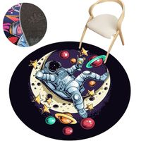 Alfombra Antialérgica Circular Decorativa Diseños de Astronauta G3