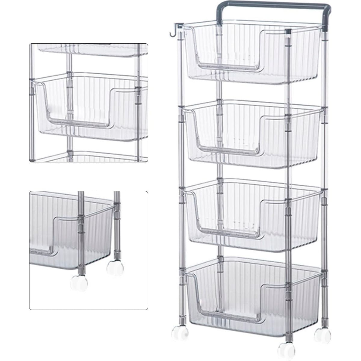 Carrito Organizador Multiuso de 4 Niveles Venecia Transparente